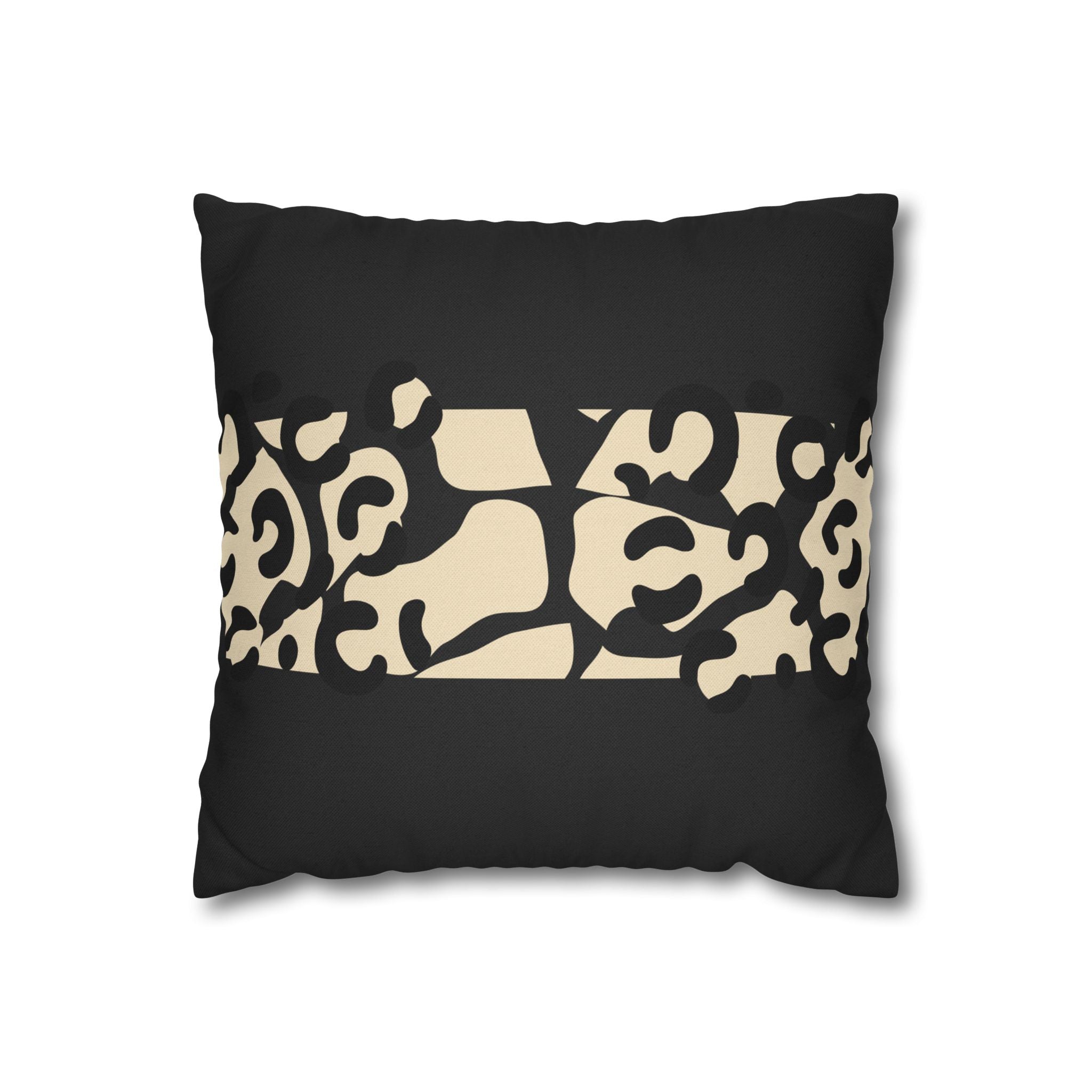Modern Creamy Black Leopard Stripe Pillowcase