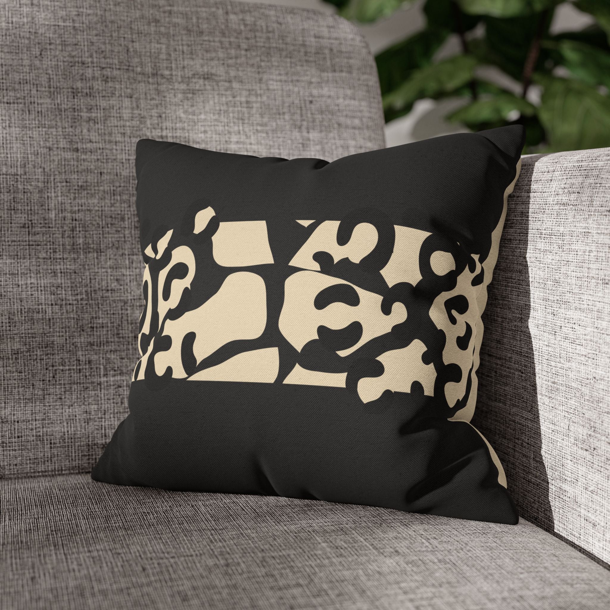 Modern Creamy Black Leopard Stripe Pillowcase