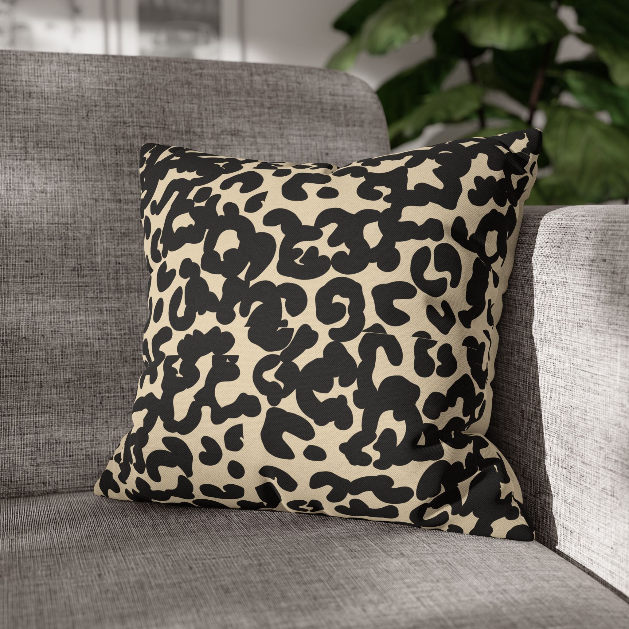 Modern Creamy Black Leopard Stripe Pillowcase