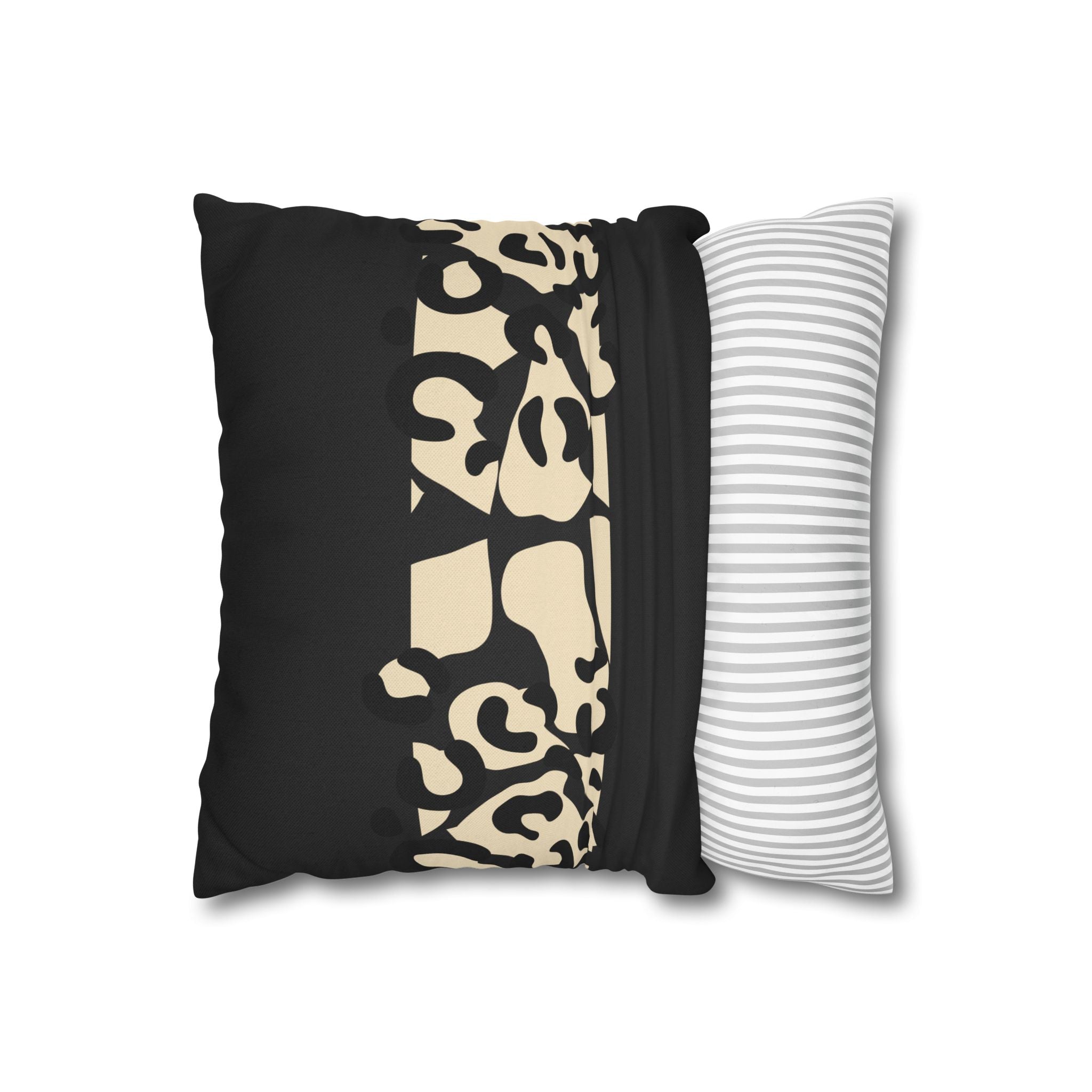 Modern Creamy Black Leopard Stripe Pillowcase