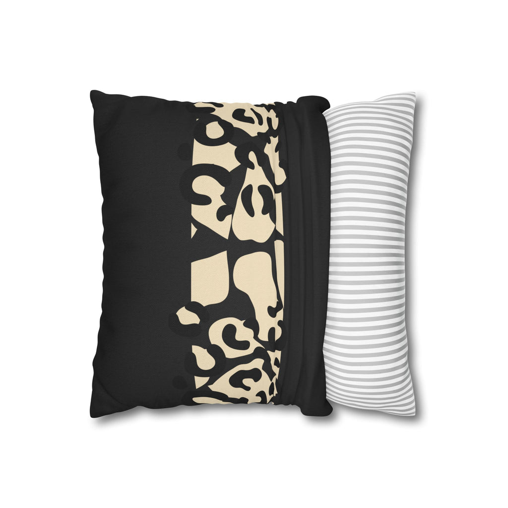 Modern Creamy Black Leopard Stripe Pillowcase