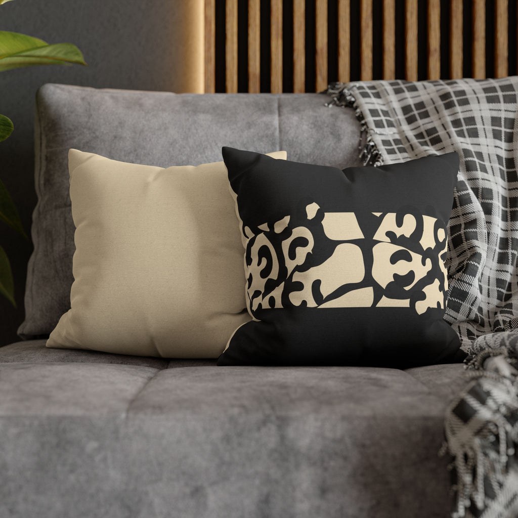 Modern Creamy Black Leopard Stripe Pillowcase