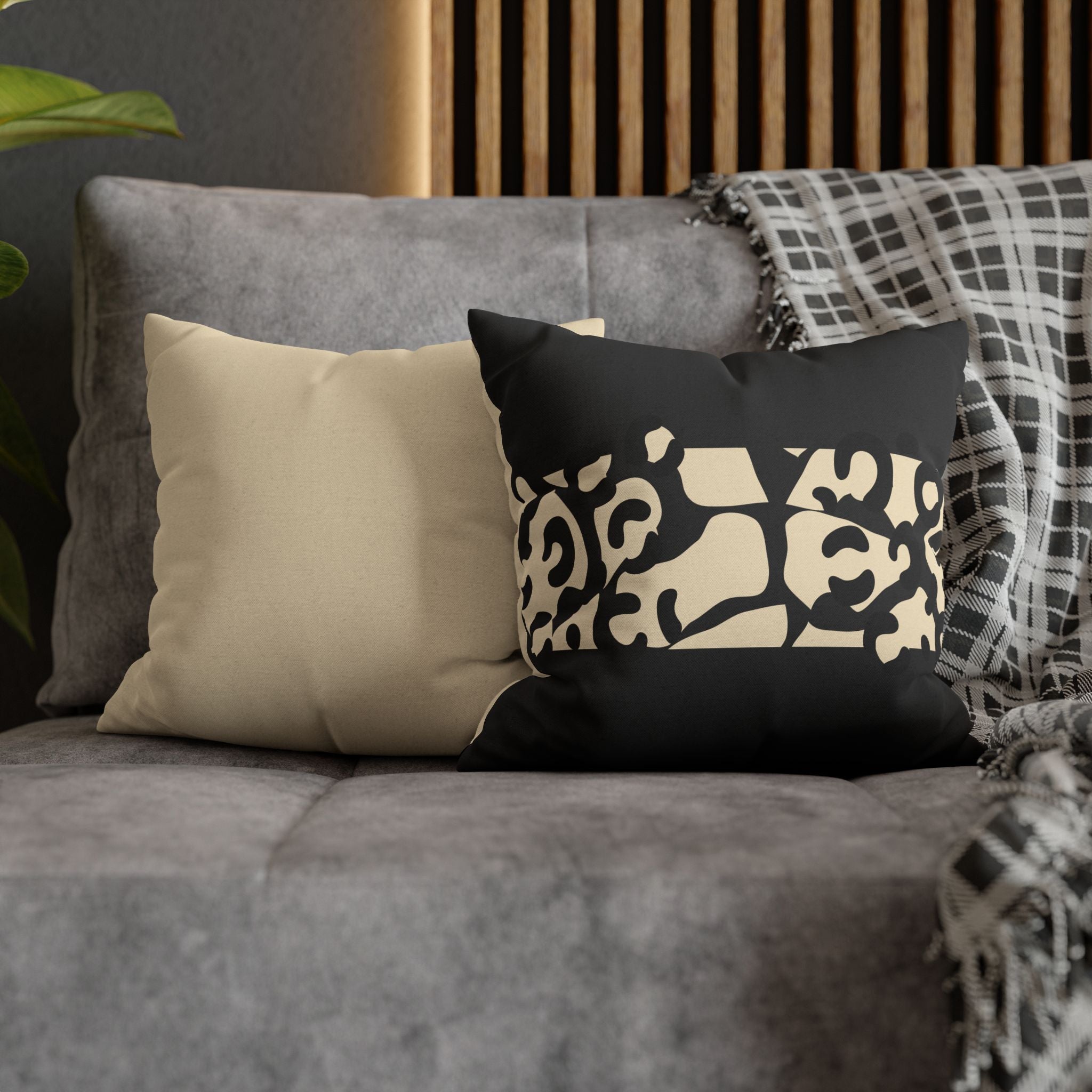 Modern Creamy Black Leopard Stripe Pillowcase